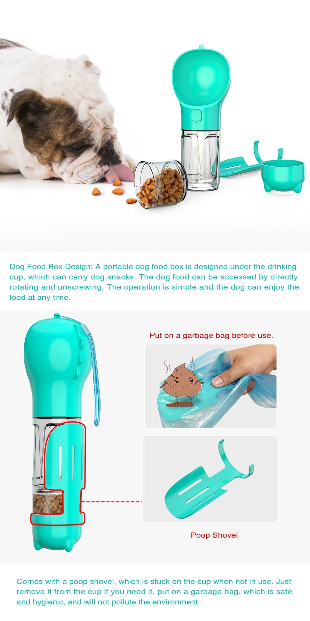 Bouteille d'eau multifonction pour chiens